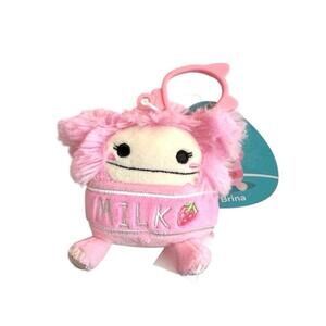 Squishmallows Brina Strawberry Milk Bigfoot 3.5" Clip Keychain Epic Collection